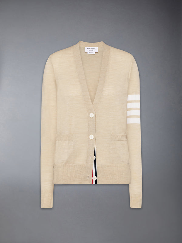 MERINO WOOL 4-BAR RELAXED FIT V-NECK CARDIGAN - featured image