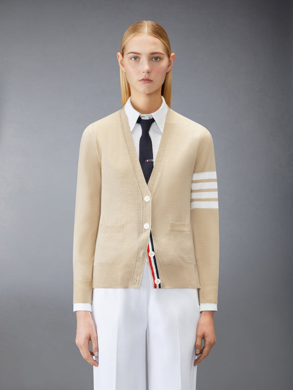 MERINO WOOL 4-BAR RELAXED FIT V-NECK CARDIGAN - image 1