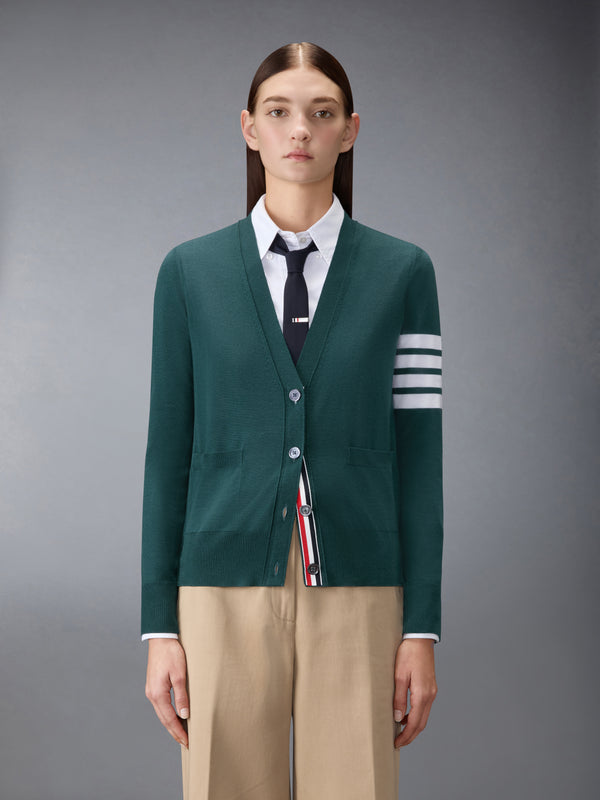 MERINO WOOL 4-BAR RELAXED FIT V-NECK CARDIGAN - image 1