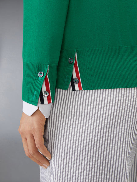 MERINO WOOL 4-BAR RELAXED FIT V-NECK CARDIGAN