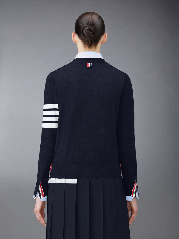 WOOL 4-BAR RELAXED V-NECK CARDIGAN - image 2