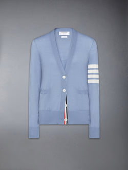 MERINO WOOL 4-BAR RELAXED FIT V-NECK CARDIGAN