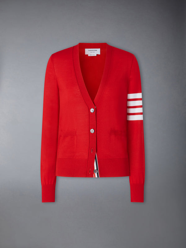 MERINO WOOL 4-BAR RELAXED FIT V-NECK CARDIGAN - featured image