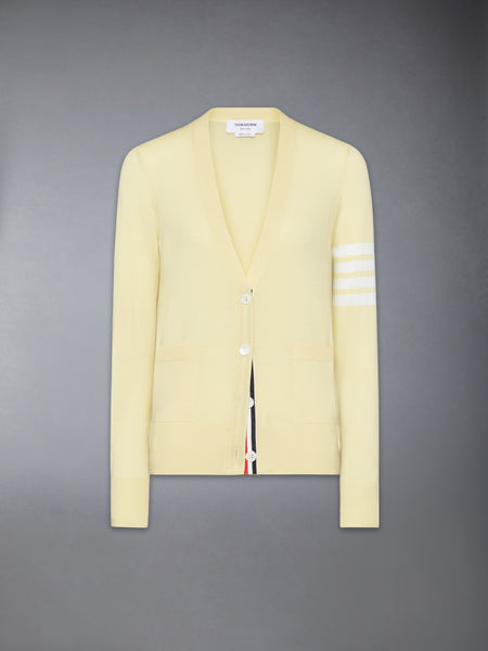 MERINO WOOL 4-BAR RELAXED FIT V-NECK CARDIGAN