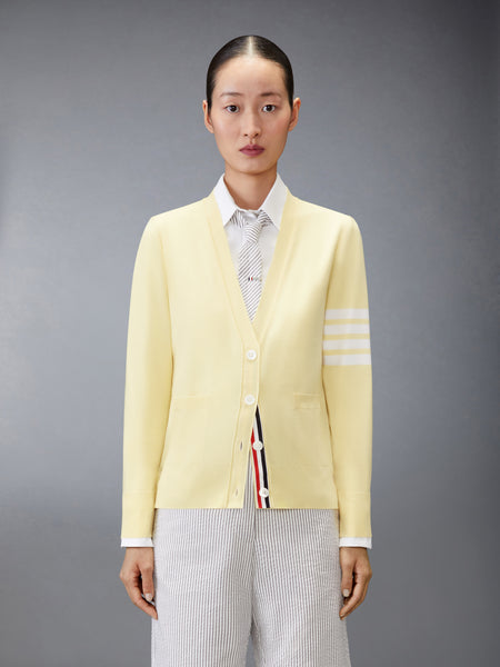 MERINO WOOL 4-BAR RELAXED FIT V-NECK CARDIGAN