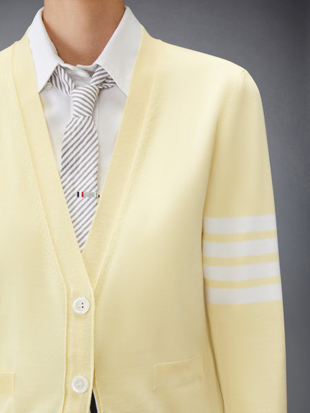 MERINO WOOL 4-BAR RELAXED FIT V-NECK CARDIGAN