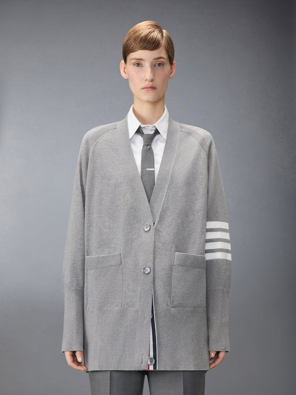 JERSEY STITCH COTTON 4-BAR EXAGGERATED FIT CARDIGAN - image 1