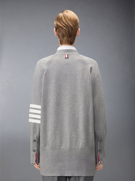 JERSEY STITCH COTTON 4-BAR EXAGGERATED FIT CARDIGAN LT GREY