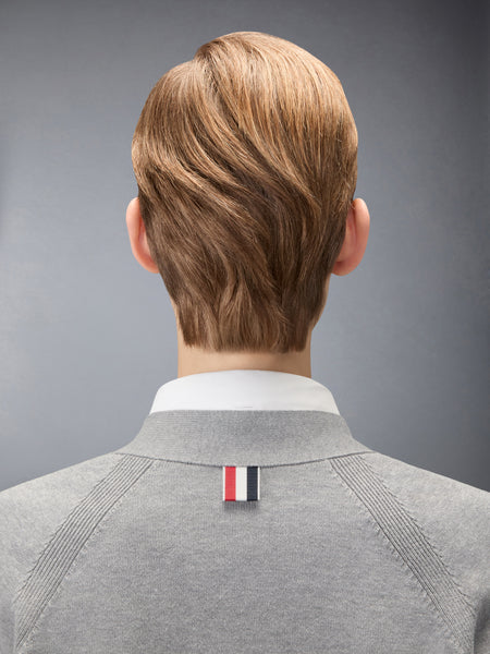 JERSEY STITCH COTTON 4-BAR EXAGGERATED FIT CARDIGAN LT GREY