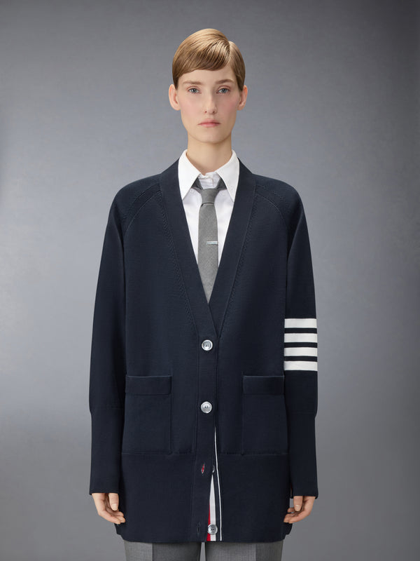 JERSEY STITCH COTTON 4-BAR EXAGGERATED FIT CARDIGAN - image 1