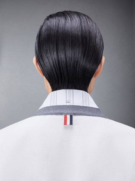 Cotton Milano and Oxford 4-Bar V-Neck Cardigan Shirt Combo WHITE