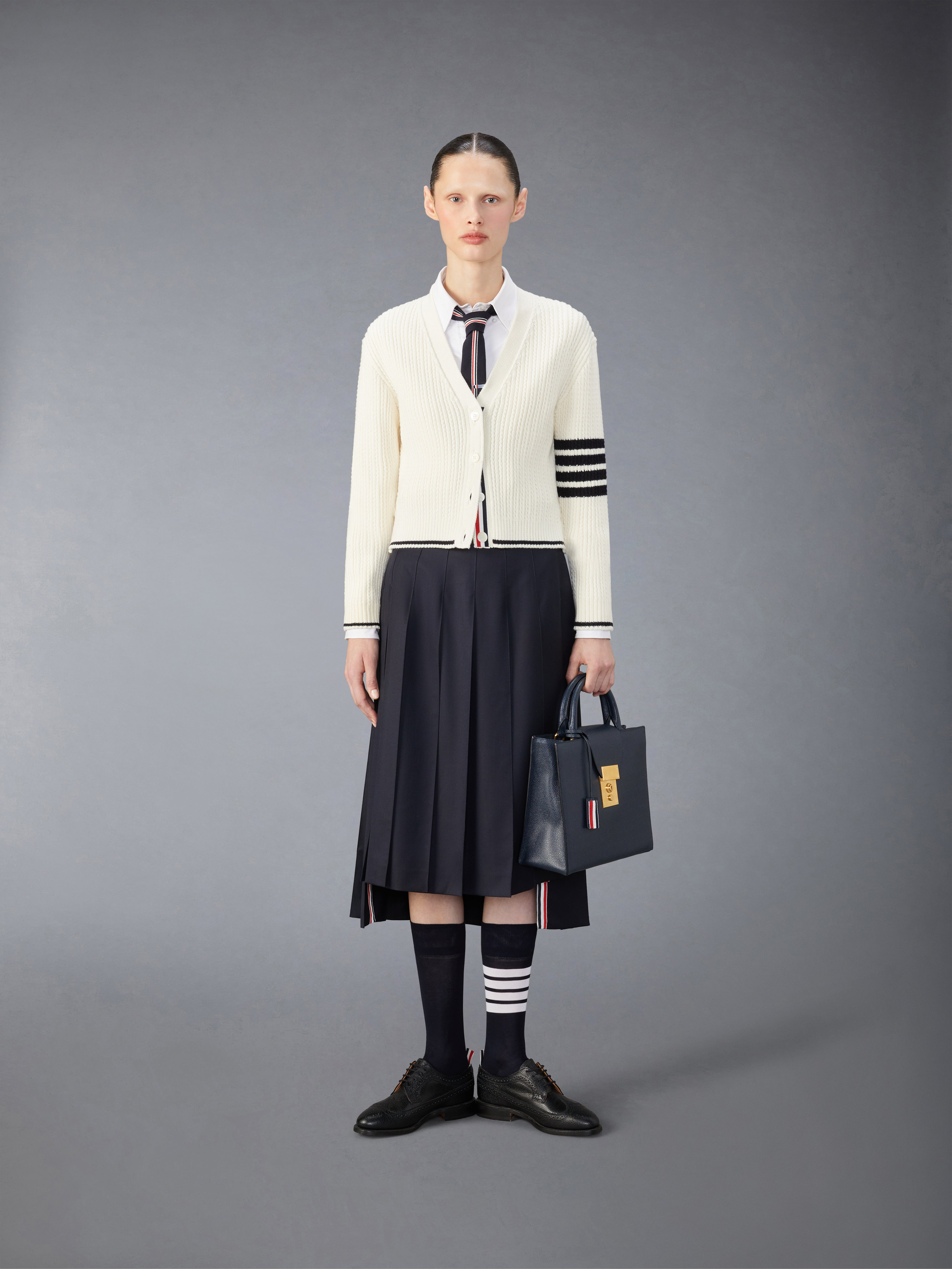 Merino Wool 4 Bar Cropped Cardigan | Thom Browne
