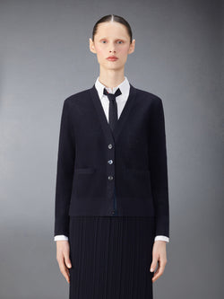 WOOL CREPE 4-BAR RELAXED FIT CARDIGAN