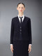 WOOL CREPE 4-BAR RELAXED FIT CARDIGAN - NAVY