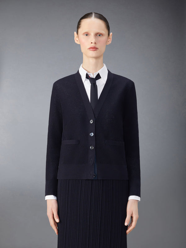 WOOL CREPE 4-BAR RELAXED FIT CARDIGAN