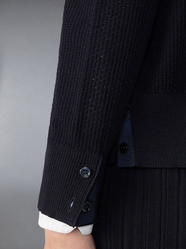 WOOL CREPE 4-BAR RELAXED FIT CARDIGAN