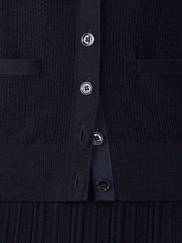 WOOL CREPE 4-BAR RELAXED FIT CARDIGAN