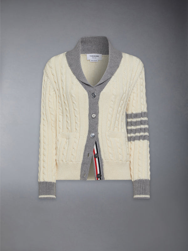 CLASSIC WOOL 4-BAR CABLE KNIT CARDIGAN