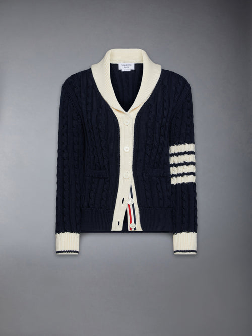 Classic Baby Cable Stitch Shawl Collar Cardigan In Merino Wool W 