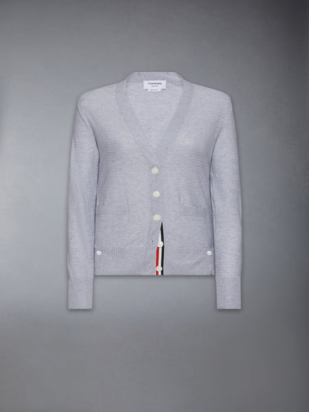 COTTON V NECK CARDIGAN LT GREY