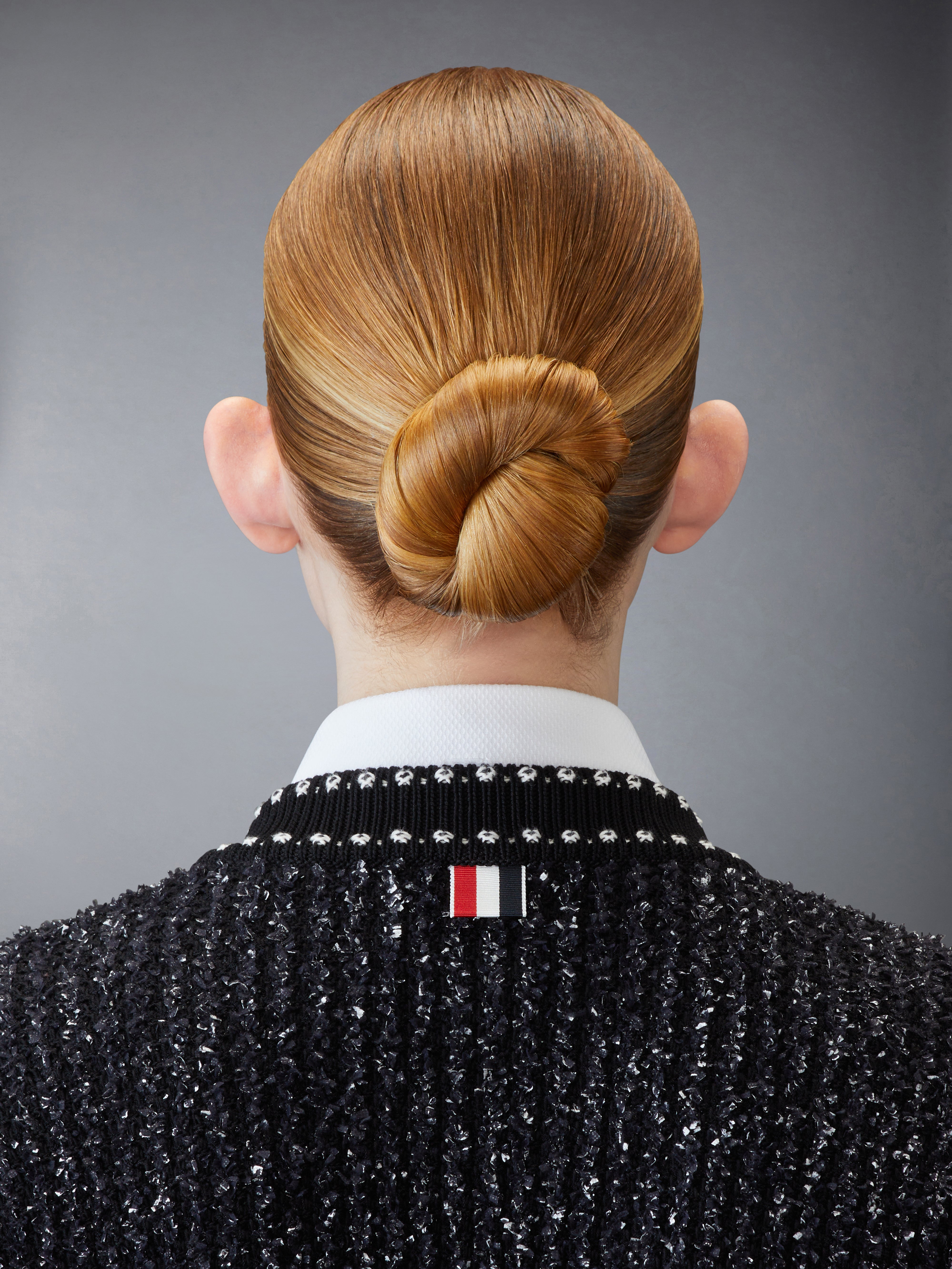 Eyelash Tweed Jacquard Neck Tie Cardigan | Thom Browne