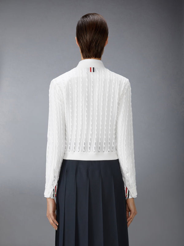 COTTON SILK CABLE KNIT CARDIGAN