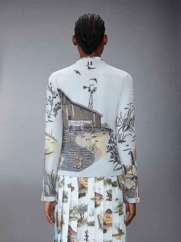 SCENIC INTARSIA SILK TWILL CASHMERE CARDIGAN - image 2