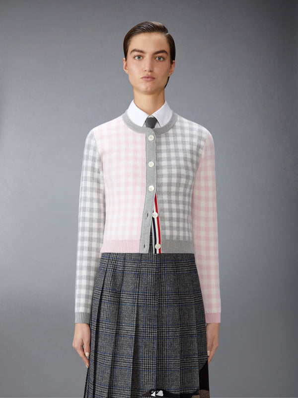 FUNMIX GINGHAM CHECK JACQUARD MERINO WOOL CARDIGAN - image 1