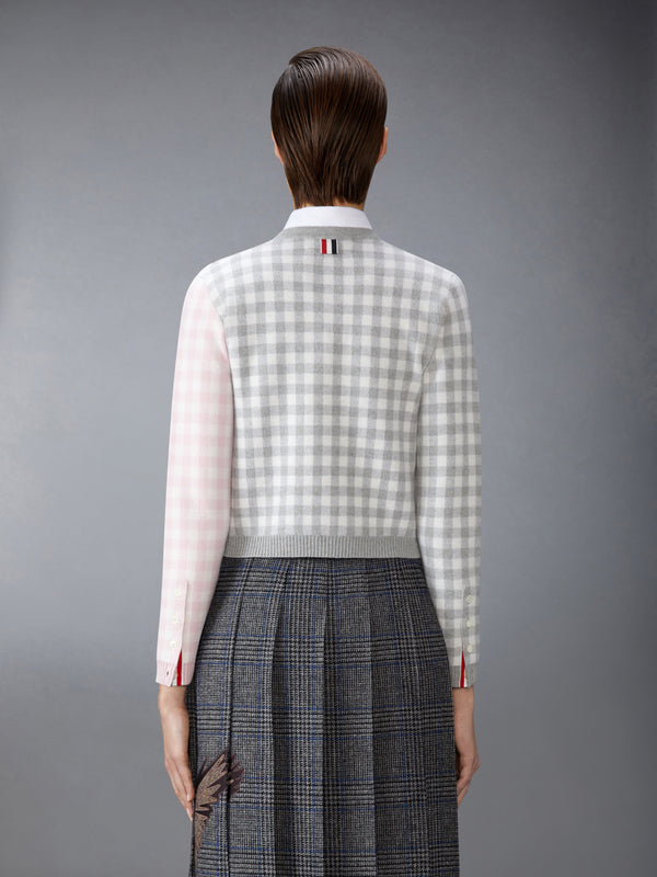 FUNMIX GINGHAM CHECK JACQUARD MERINO WOOL CARDIGAN - image 2
