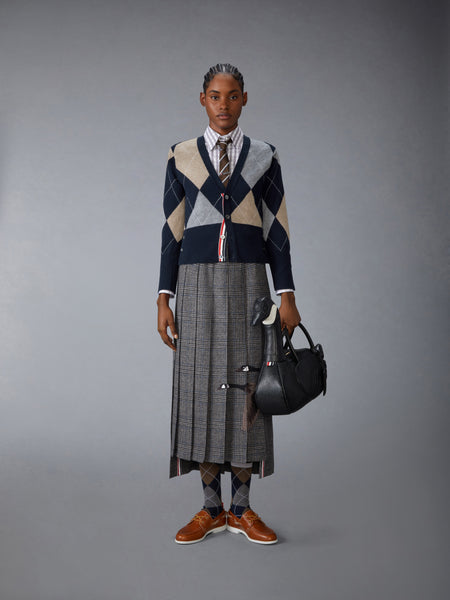 ARGYLE INTARSIA CASHMERE V NECK CARDIGAN