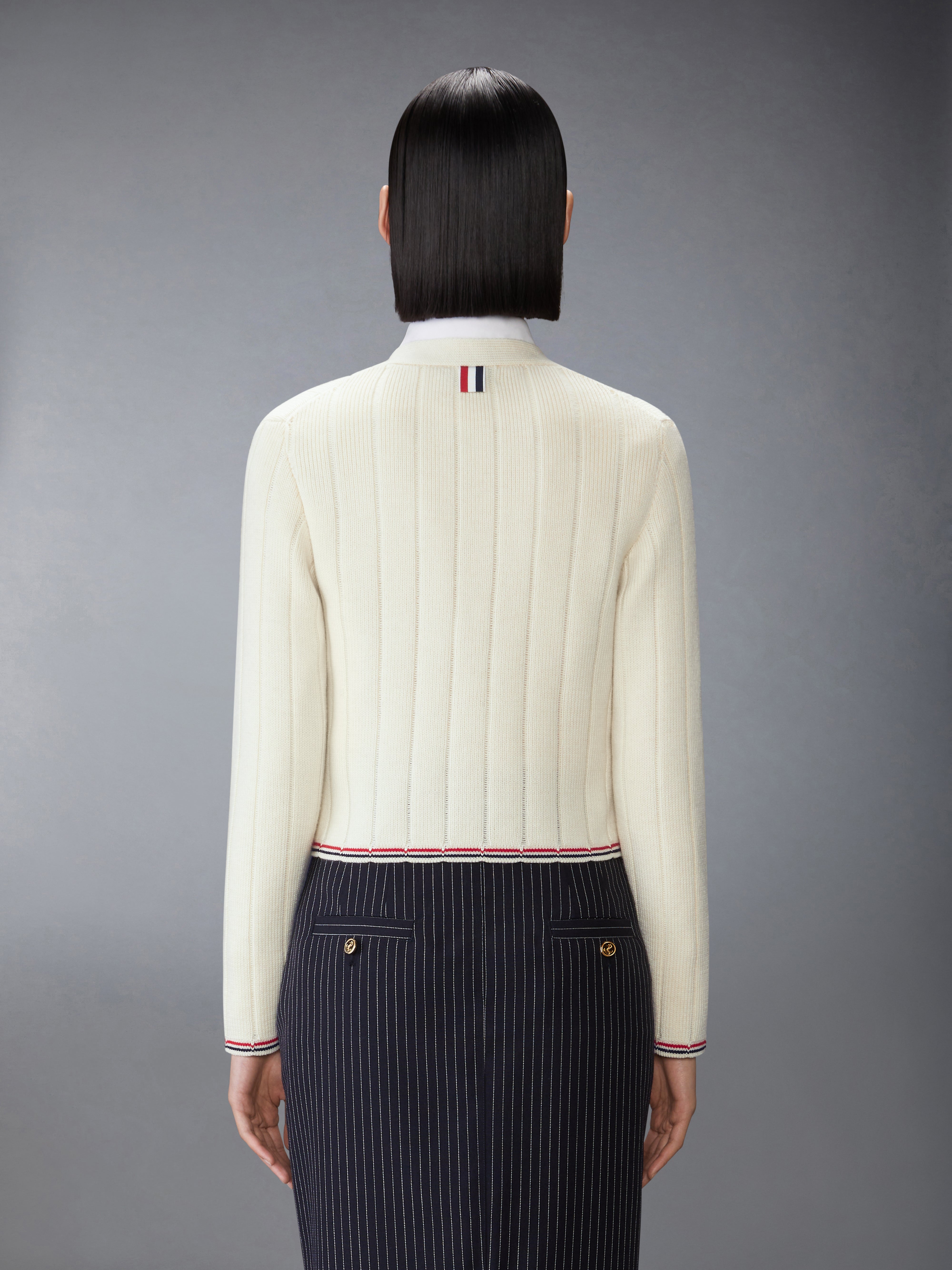 DRIES VAN NOTEN メリノウールカーディガン-White/M DRIES VAN NOTEN メリノウールカーディガン-White/M