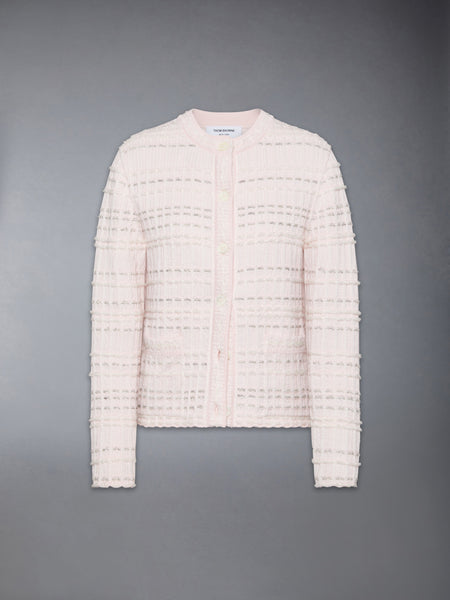SEERSUCKER KNIT TWEED JACQUARD CARDIGAN