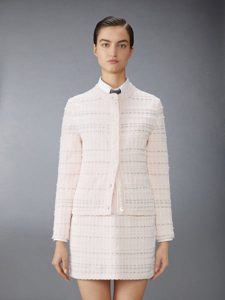 SEERSUCKER KNIT TWEED JACQUARD CARDIGAN