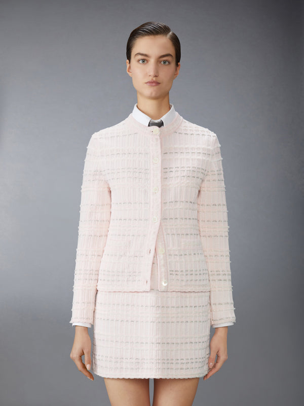 SEERSUCKER KNIT TWEED JACQUARD CARDIGAN - image 1