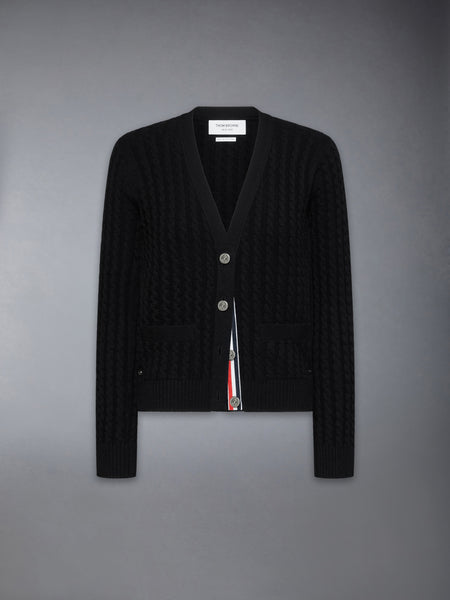 CASHMERE BABY CABLE STITCH CARDIGAN BLACK