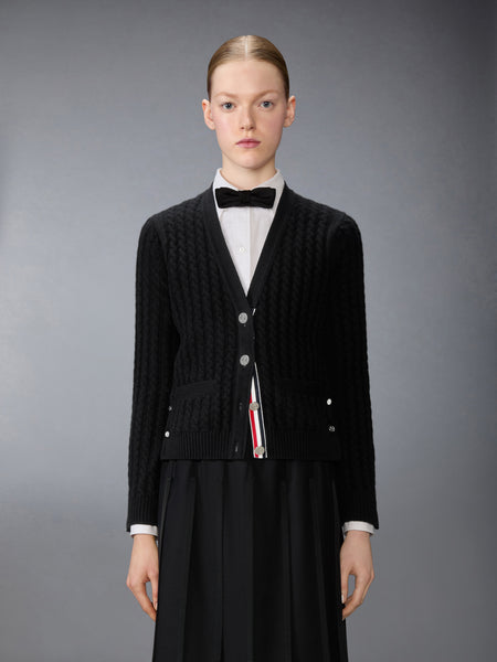 CASHMERE BABY CABLE STITCH CARDIGAN BLACK