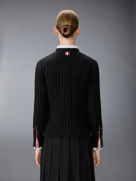 CASHMERE BABY CABLE STITCH CARDIGAN BLACK