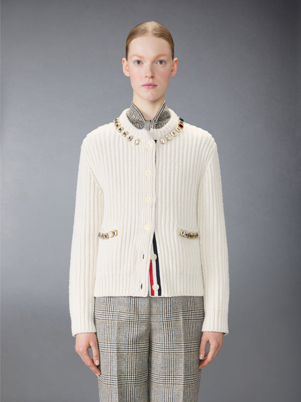 SWAROVSKI CRYSTAL HALF STITCH CASHMERE CARDIGAN - image 1