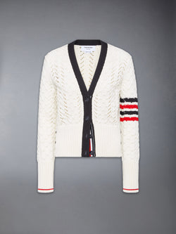 CABLE POINTELLE STITCH MERINO WOOL 4-BAR CARDIGAN