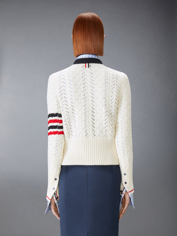 CABLE POINTELLE STITCH MERINO WOOL 4-BAR CARDIGAN - image 2
