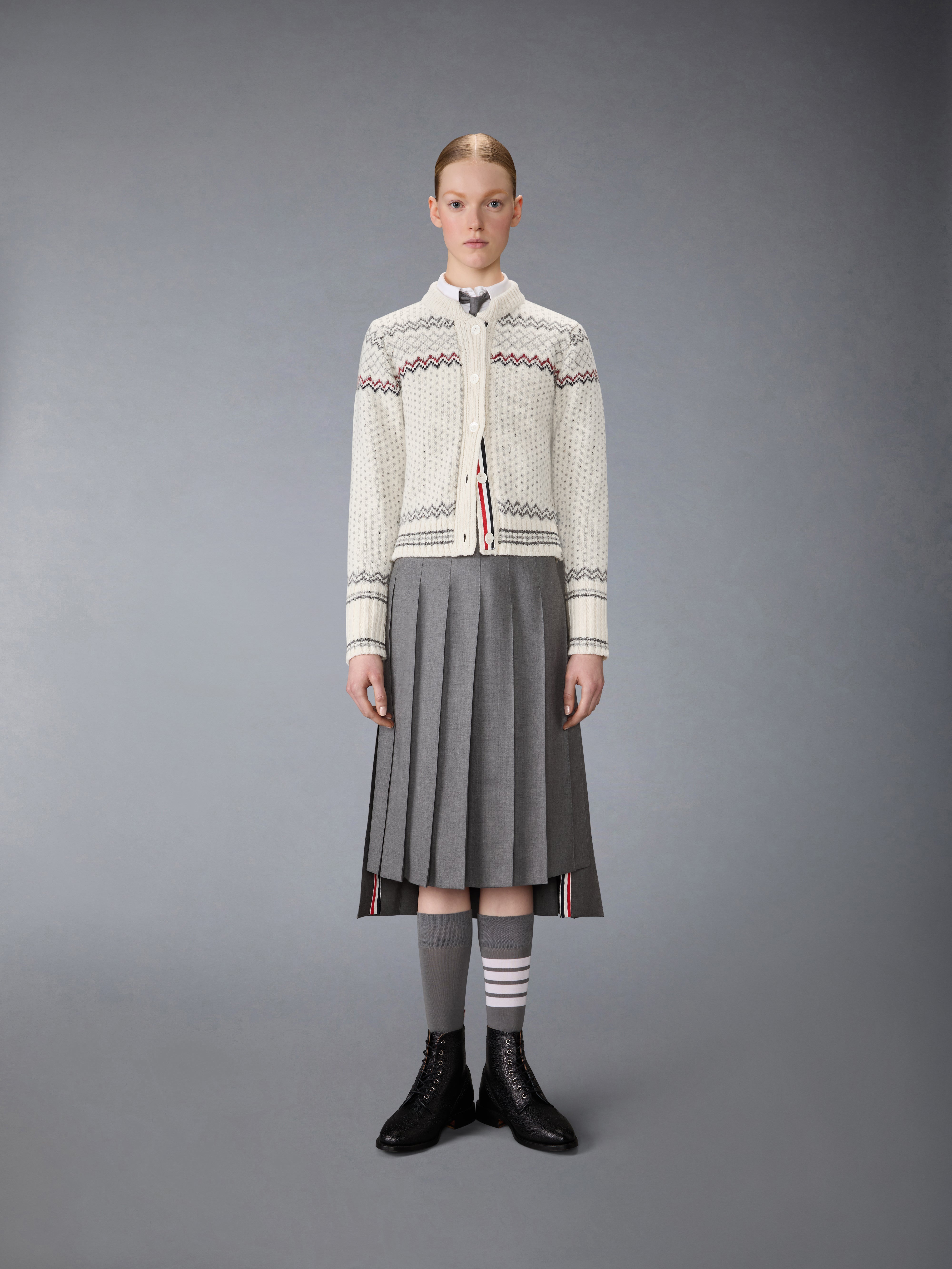 Fairisle Jacquard Donegal Cropped Cardigan | Thom Browne