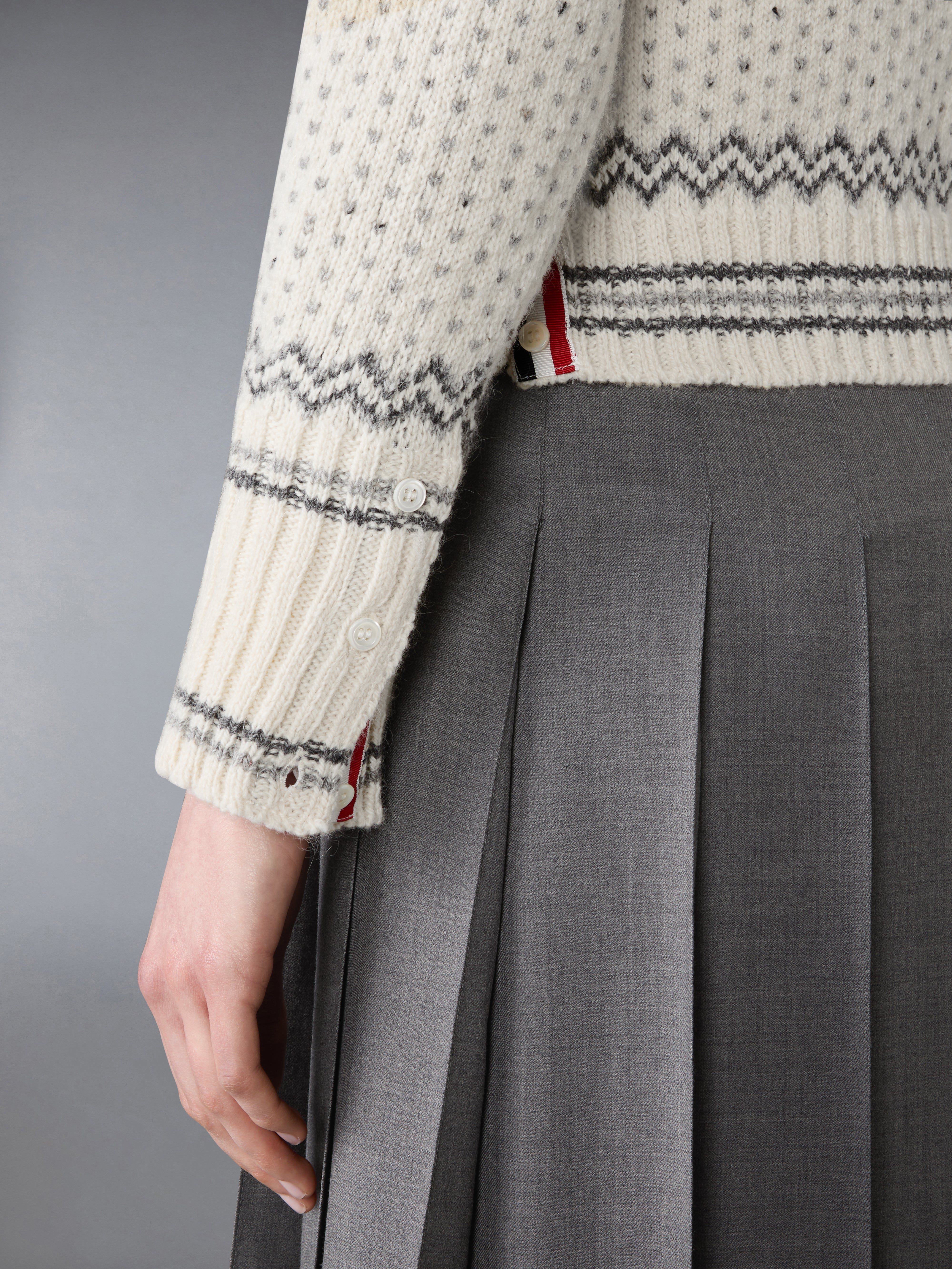 Fairisle Jacquard Donegal Cropped Cardigan | Thom Browne