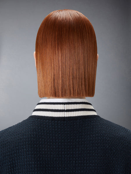 TUCK STITCH SILK CASHMERE & WOOL V NECK CARDIGAN NAVY