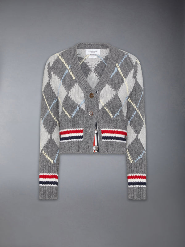 ARGYLE INTARSIA MERINO WOOL SHRUNKEN CARDIGAN - featured image