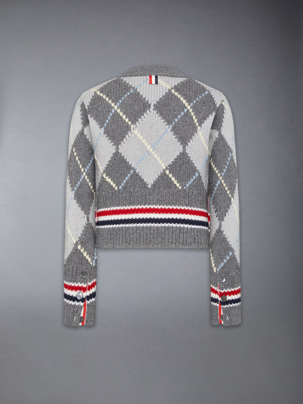 ARGYLE INTARSIA MERINO WOOL SHRUNKEN CARDIGAN - image 7