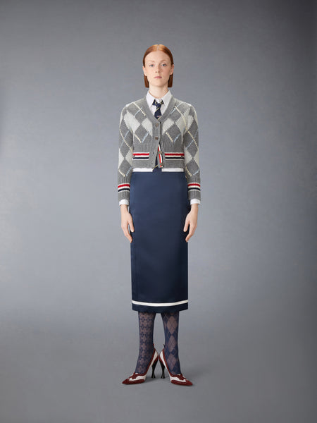 ARGYLE INTARSIA MERINO WOOL SHRUNKEN CARDIGAN