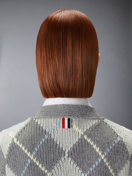 ARGYLE INTARSIA MERINO WOOL SHRUNKEN CARDIGAN