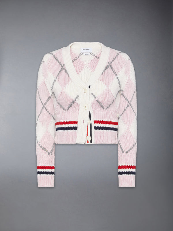 ARGYLE INTARSIA MERINO WOOL SHRUNKEN CARDIGAN - featured image