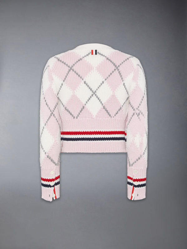 ARGYLE INTARSIA MERINO WOOL SHRUNKEN CARDIGAN - image 7