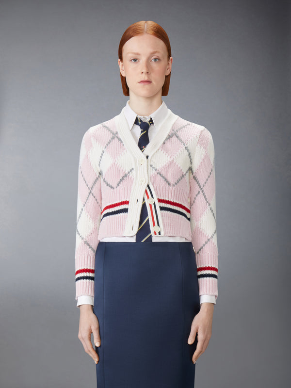 ARGYLE INTARSIA MERINO WOOL SHRUNKEN CARDIGAN - image 1
